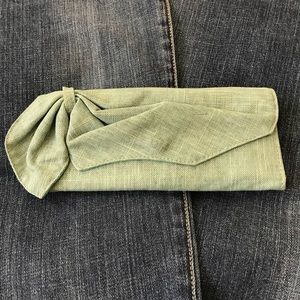 KIMCHI BLUE Wallet Green Shimmery Snap Close Front